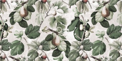 LINFA NATURAE | Carta da parati botanica con foglie verdi e frutti